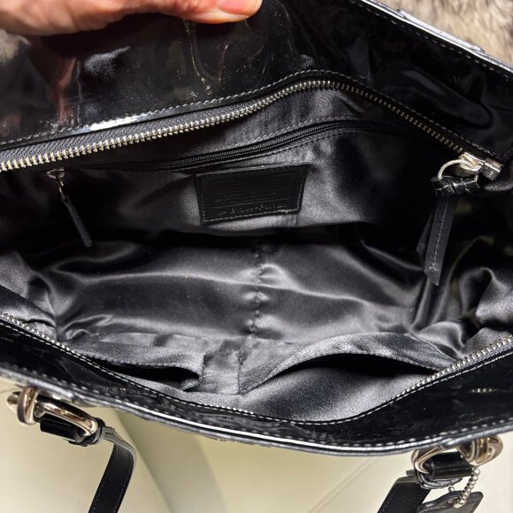 Coach Embossed Black Patent Leather Tote - Picture 9 of 13